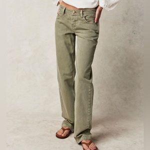 free people shelby low rise boyfriend jeans sage green
